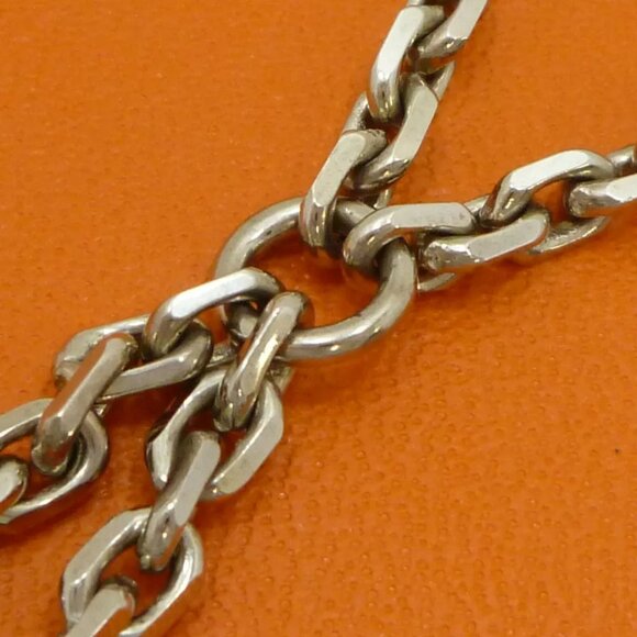 Authentic HERMES Cadena Motif Chain Type Silver Tone Scarves Ring - Picture 4 of 11